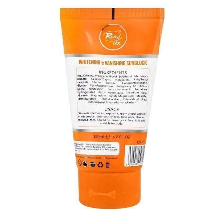 Rivaj Sunblock Whitening &amp; Vanishing SPF60 Ideal for all skin types [150ml] View Gallery - Pakistan