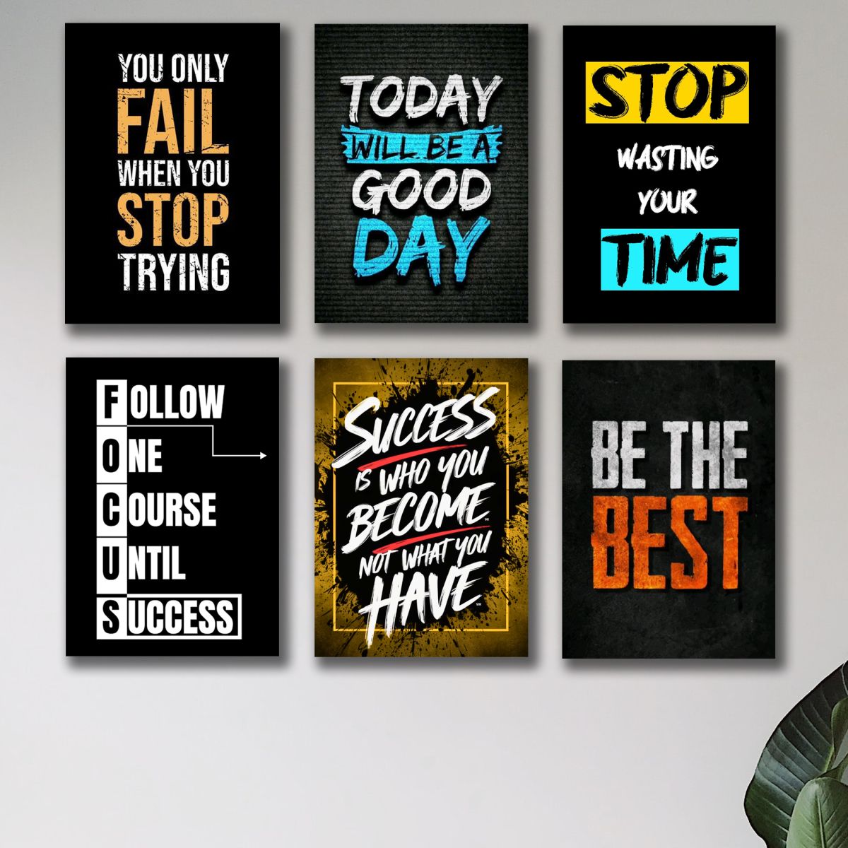 set of 6 Motivational wooden canvas frames for wall decore / sticky phototiles frames View Gallery - Pakistan