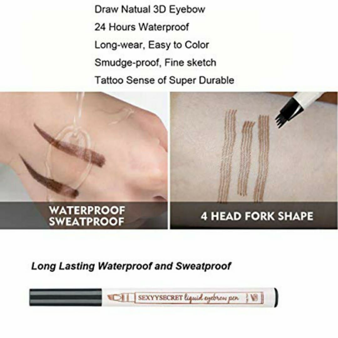 4 Tip Waterproof Eyebrow Pen | Waterproof Tattoo Tint Fine Sketch Liquid Eyebrow Pencil | Creates Natural Makeup Effect View Gallery - Pakistan