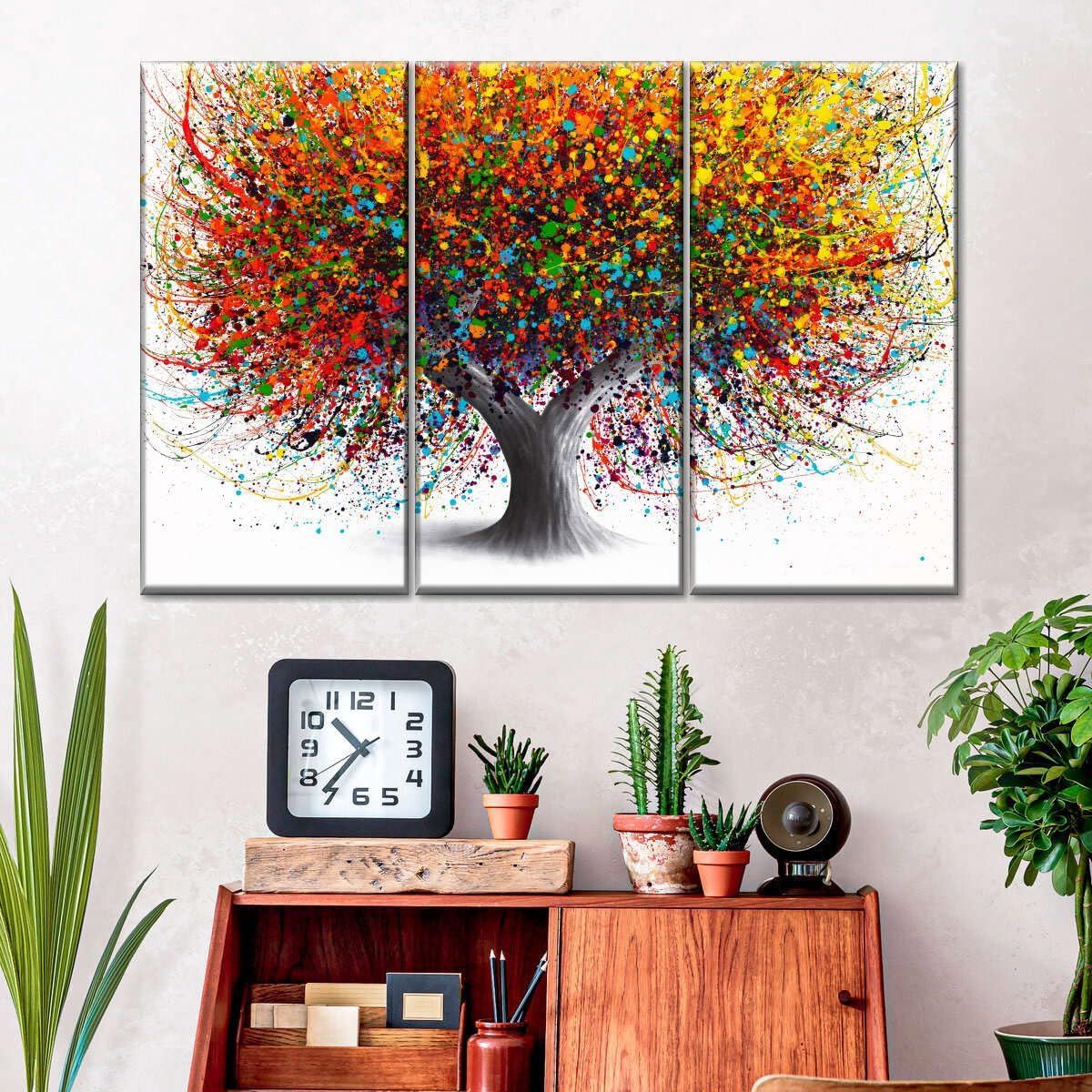 Fotocraft Tree Of Festivity Absttract 3 Piece Canvas Wall Art Paintings Print For Bedroom Living Room Bathroom Home Office Interior View Gallery - Pakistan