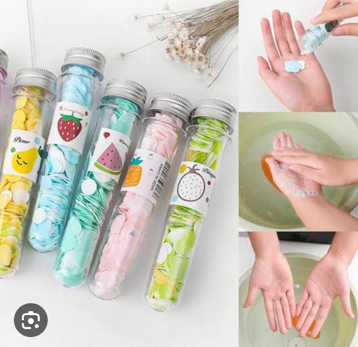 200 PCS Disposable Paper Soap with Portable Tube Bottle – Multi-Color Travel Soap Sheets for Hand Washing, Camping, and Outdoor Use View Gallery - Pakistan