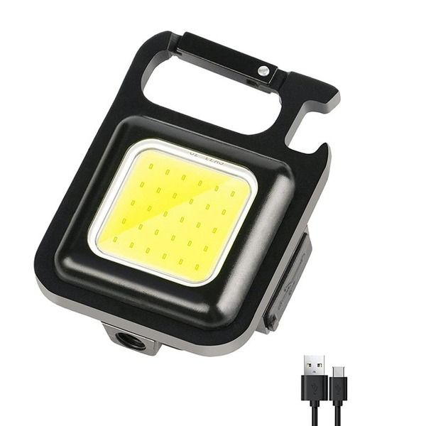 Rechargeable Key-Chain Mini Cob LED Flashlight | LED Flashlight Key-Chain With Bottle Opener ( Black Color ) View Gallery - Pakistan