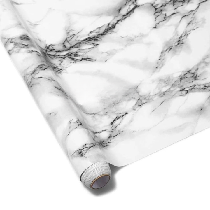 Self Adhesive White Marble Sheet Sticker For Kitchen, Cupboard, Wall – Anti Oil And Heat Resistant Wallpaper - 02 Meter View Gallery - Pakistan