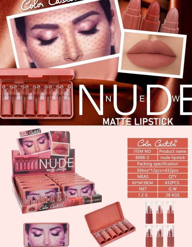 Nude Shade Velvet Matte Lipstick [Pack Of 6] | Matte Lispsticks Pack View Gallery - Pakistan