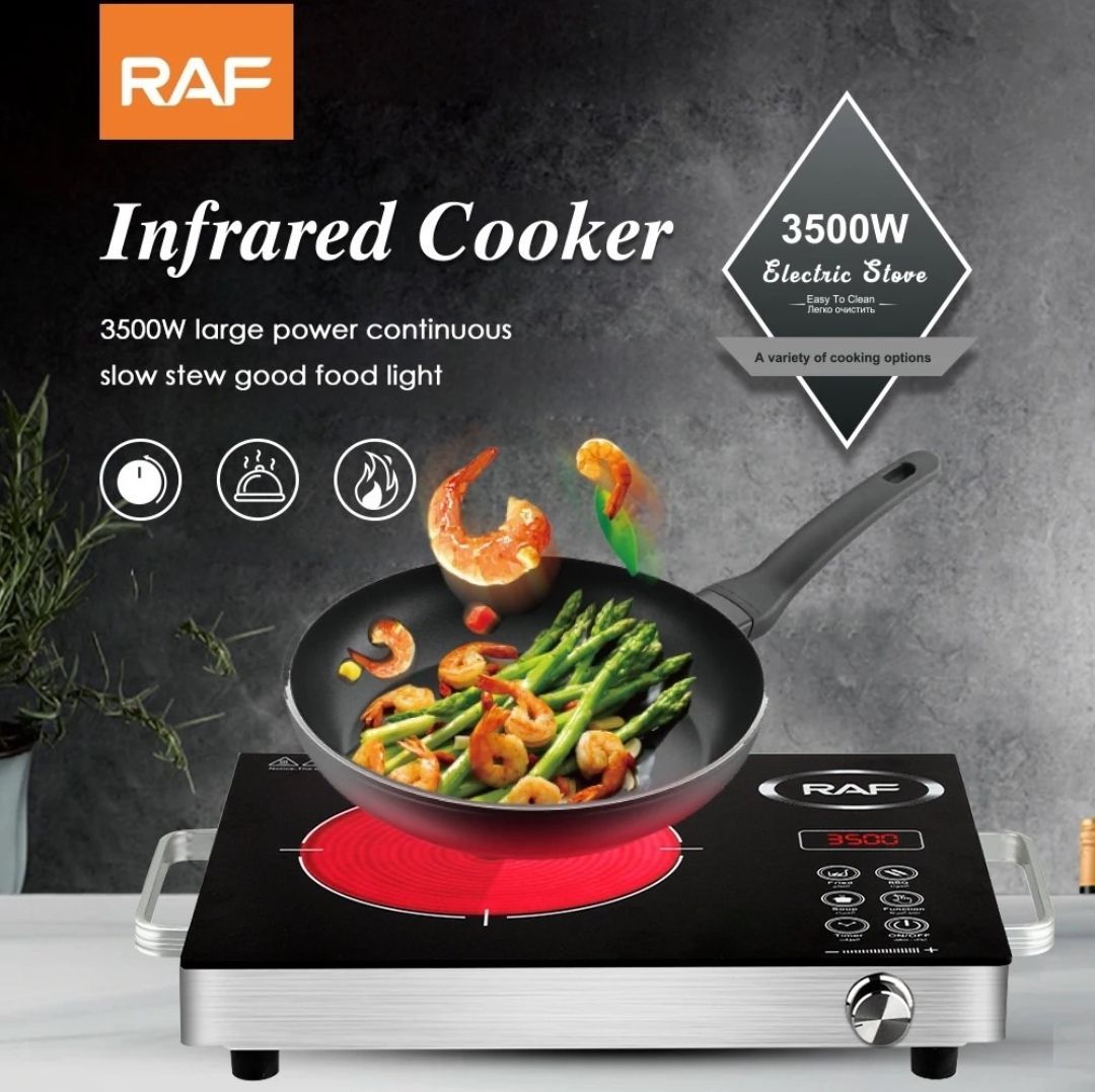 RAF 3500W Electric Infrared Stove – High-Power Hot Plate Cooker | Portable Electric Chula for Fast, Even Heating | Energy-Efficient Countertop Burner for Home, Kitchen, and Outdoor Use