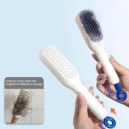 Magic Retractable Comb Self Cleaning Hair Brush Massage Anti-static Hair Smoothing Comb, Suitable for All Hair Types, Unisex (Random Color) View Gallery - Pakistan