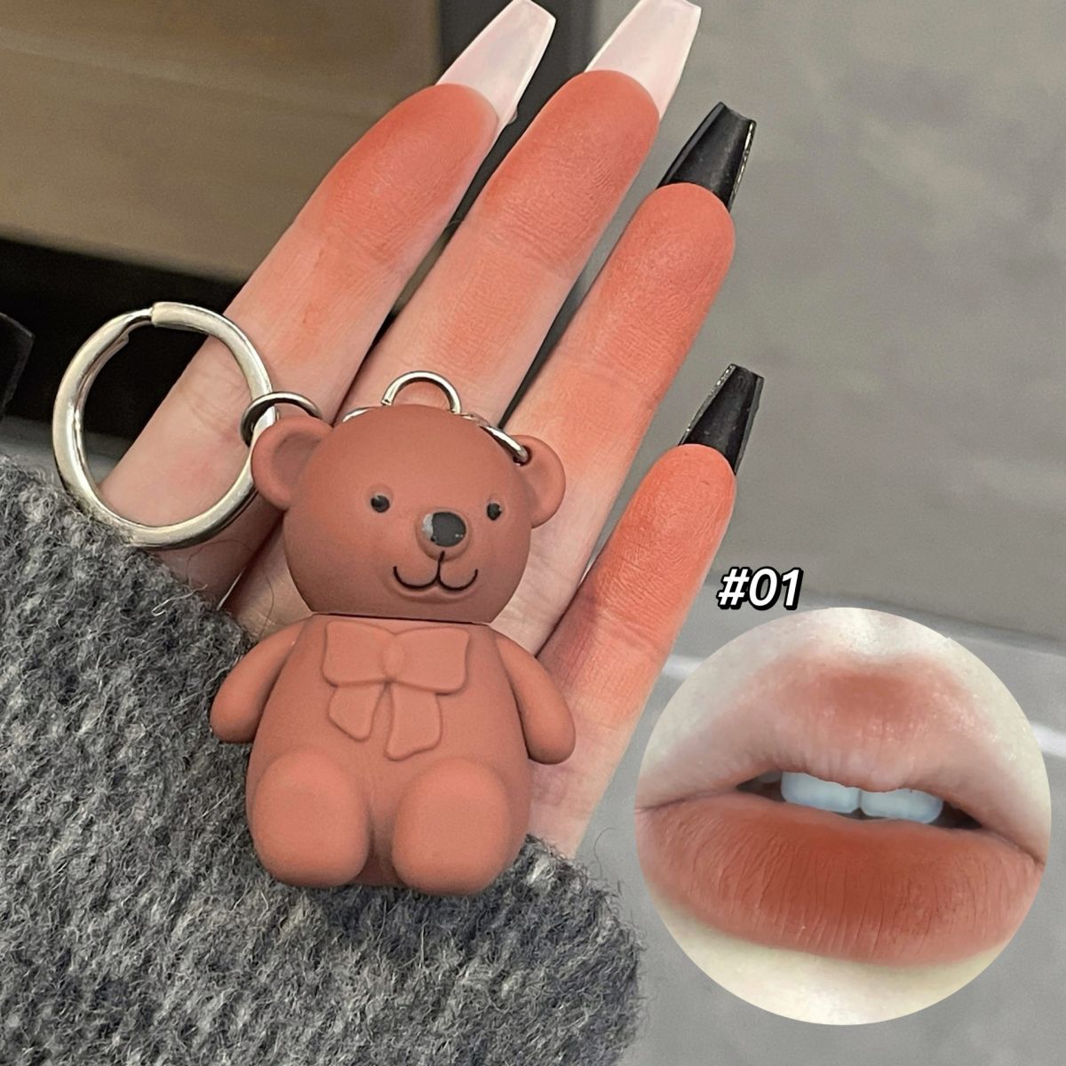 6-Piece Cute Bear Keychain Liquid Lipstick Set – Mist Matte Velvet Finish, Moisturizing Lip Stain, Waterproof &amp; Long-Lasting Lip Gloss (6 Colors) View Gallery - Pakistan