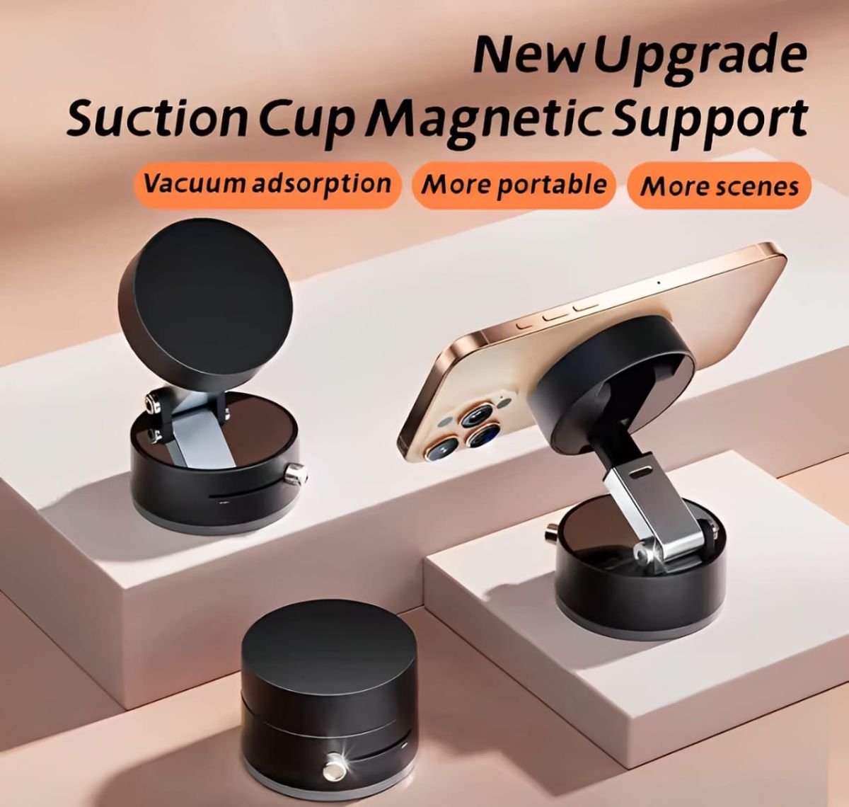 Universal Vacuum Magnetic Suction Cup Stand | Double-Sided Folding Swivel Phone Holder