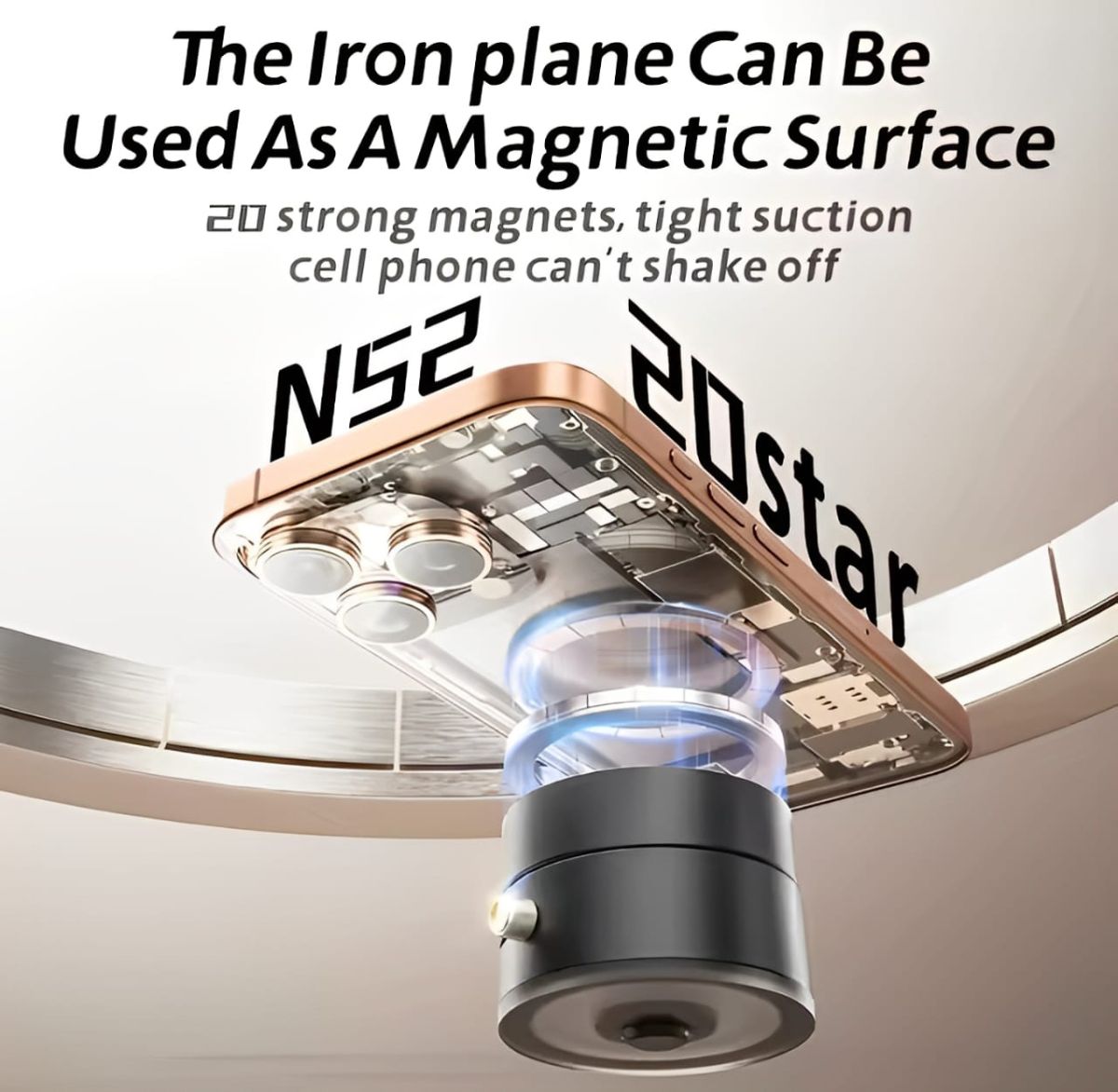 Universal Vacuum Magnetic Suction Cup Stand | Double-Sided Folding Swivel Phone Holder View Gallery - Pakistan