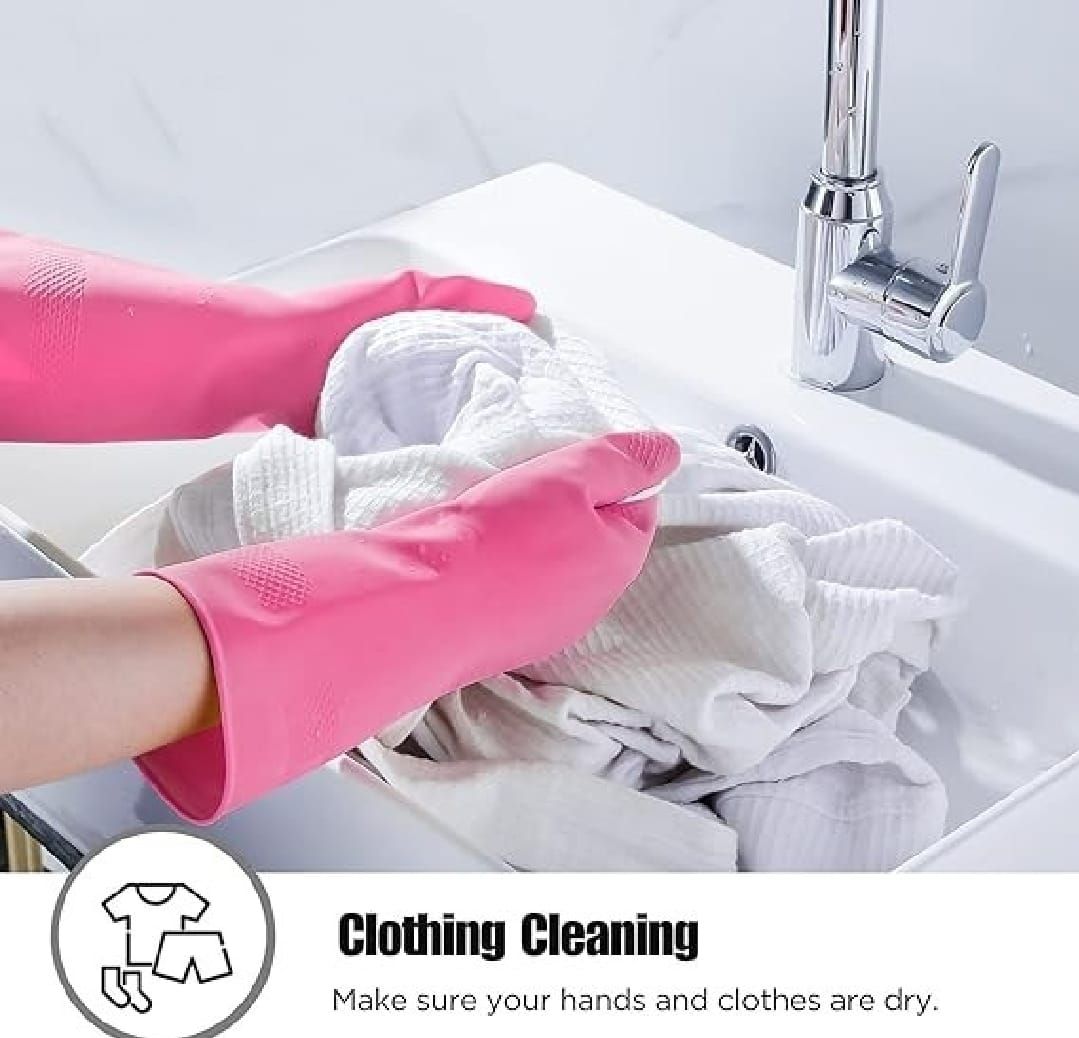 1 Pair Cleaning Gloves Kitchen waterproof Dishwashing Gloves Rubber Kitchen Gloves Antibacterial Dish Gloves