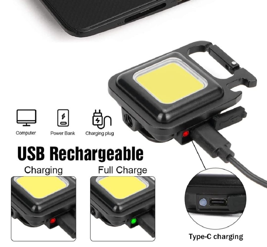 COB Small Flashlight, Keychain Work Light, USB Rechargeable, Mini LED Handheld t, 3 Light Modes Portable Pocket Light for Gift, Camping Emergency Fishing View Gallery - Pakistan