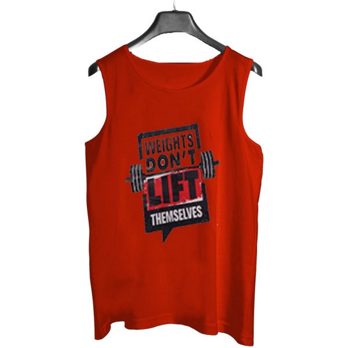 Red Jersey Weight Dont Lift Printed [Red] | Gym Sando Tanks Top For Men View Gallery - Pakistan
