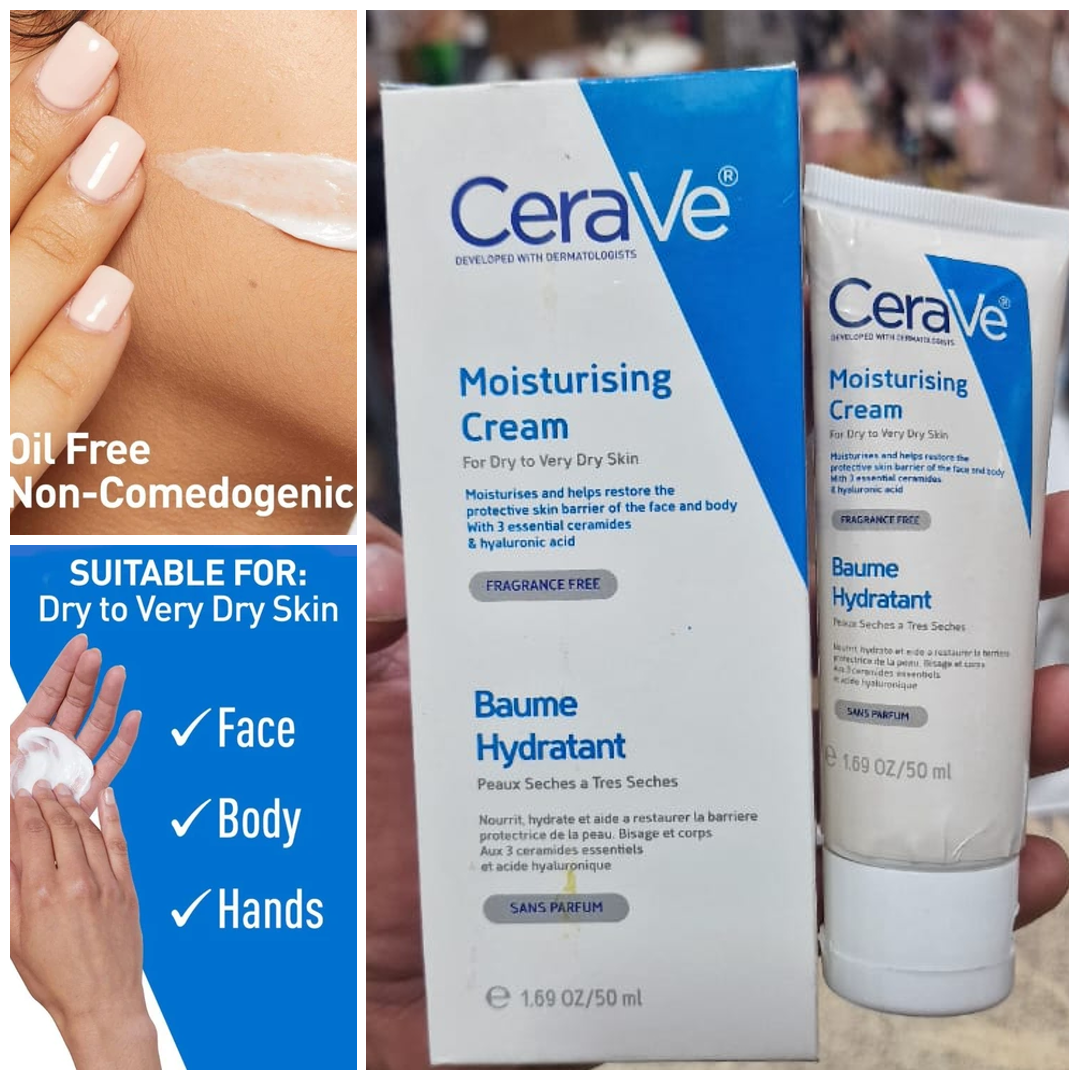 cerave moisturizing cream baume hydratant /non-greasy, fast-absorbing moisturizer for normal to dry skin on the face and body  50ml