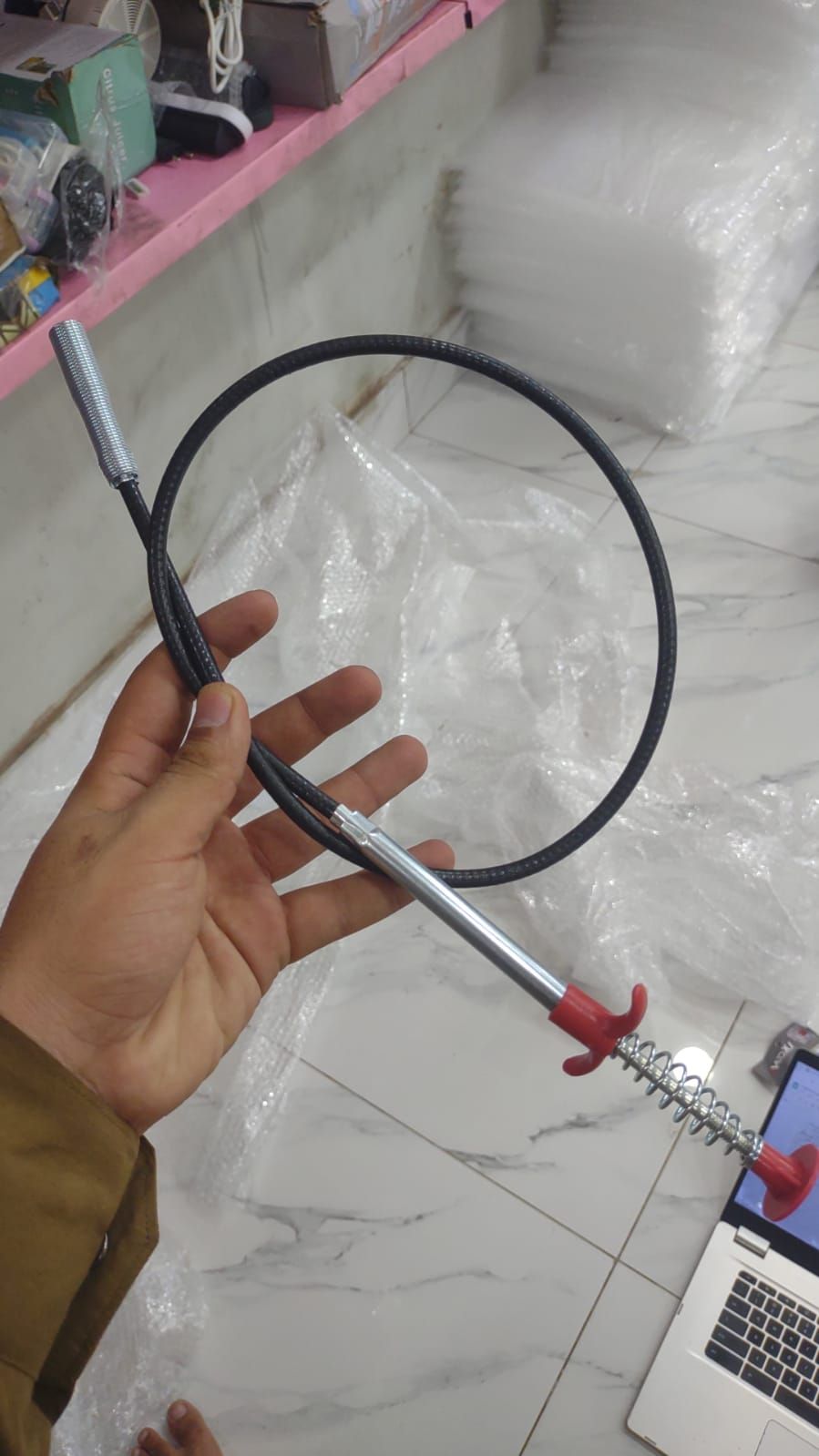 Stainless Steel Hair Catching Drain Cleaning Wire Spring Sink Cleaning Stick (50cm) View Gallery - Pakistan