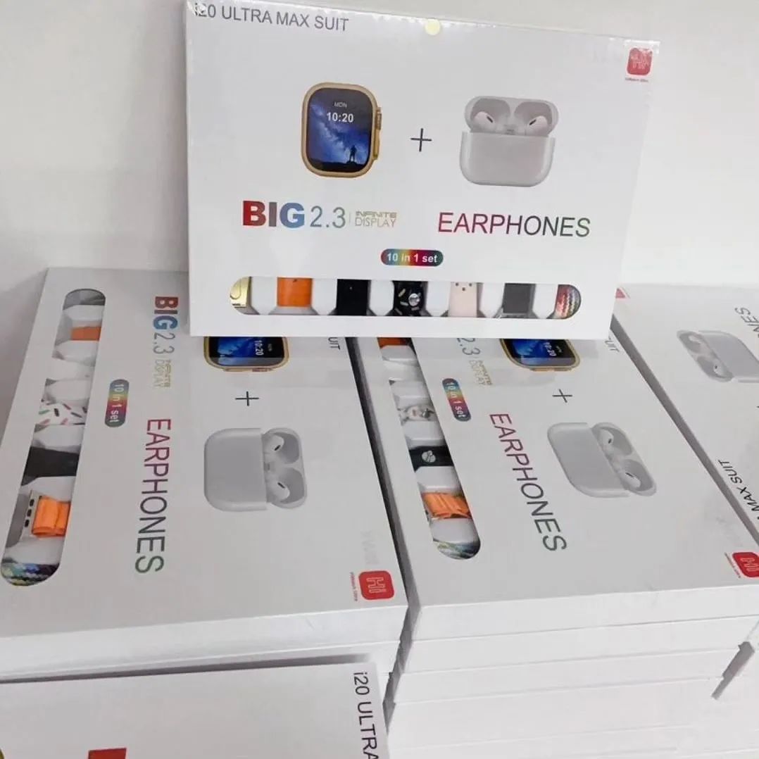 I20 Ultra Max suit Smart Watch 10 in 1 box 2.3inch large screen with 7 strips smartwatch With Airpords2 (random color) View Gallery - Pakistan