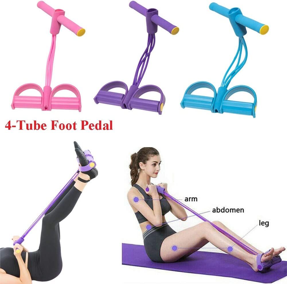 Foot Pedal Resistance Band Elastic Sit-Up Pull Rope Yoga Fitness Gym - Elastic Pull Ropes Tummy Trimmer ( Random Color ) View Gallery - Pakistan