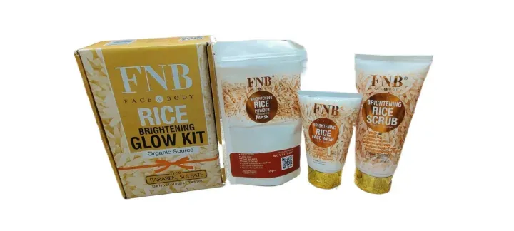 FNB Rice [3 in 1] Whitening Brightening Glow Kit | Home Facial For Best Skin for Girls and Women View Gallery - Pakistan