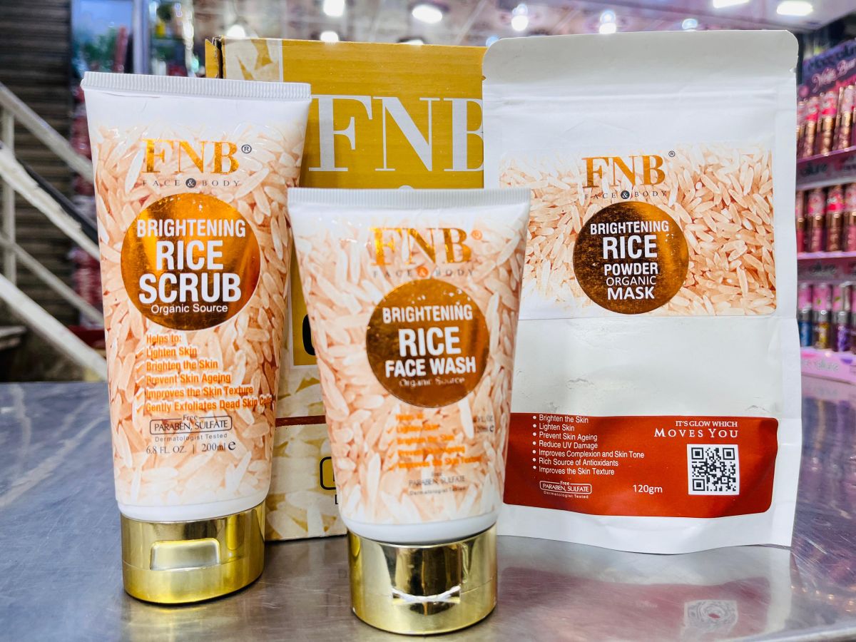 FNB Rice [3 in 1] Whitening Brightening Glow Kit | Home Facial For Best Skin for Girls and Women View Gallery - Pakistan