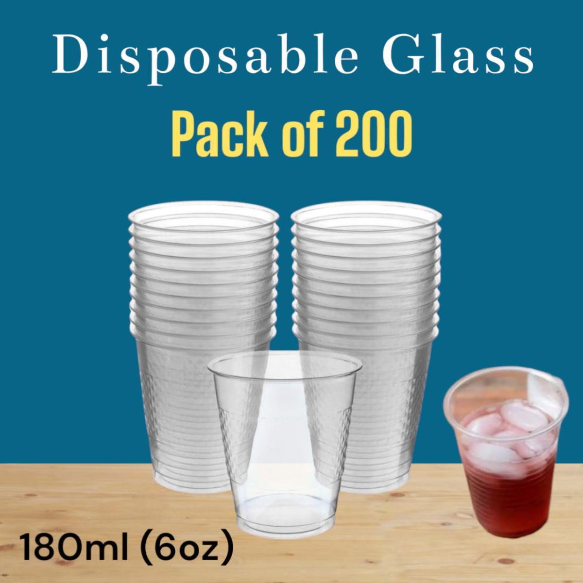 Disposable Drinking Glasses Cups Transparent Plastic [180ml] View Gallery - Pakistan