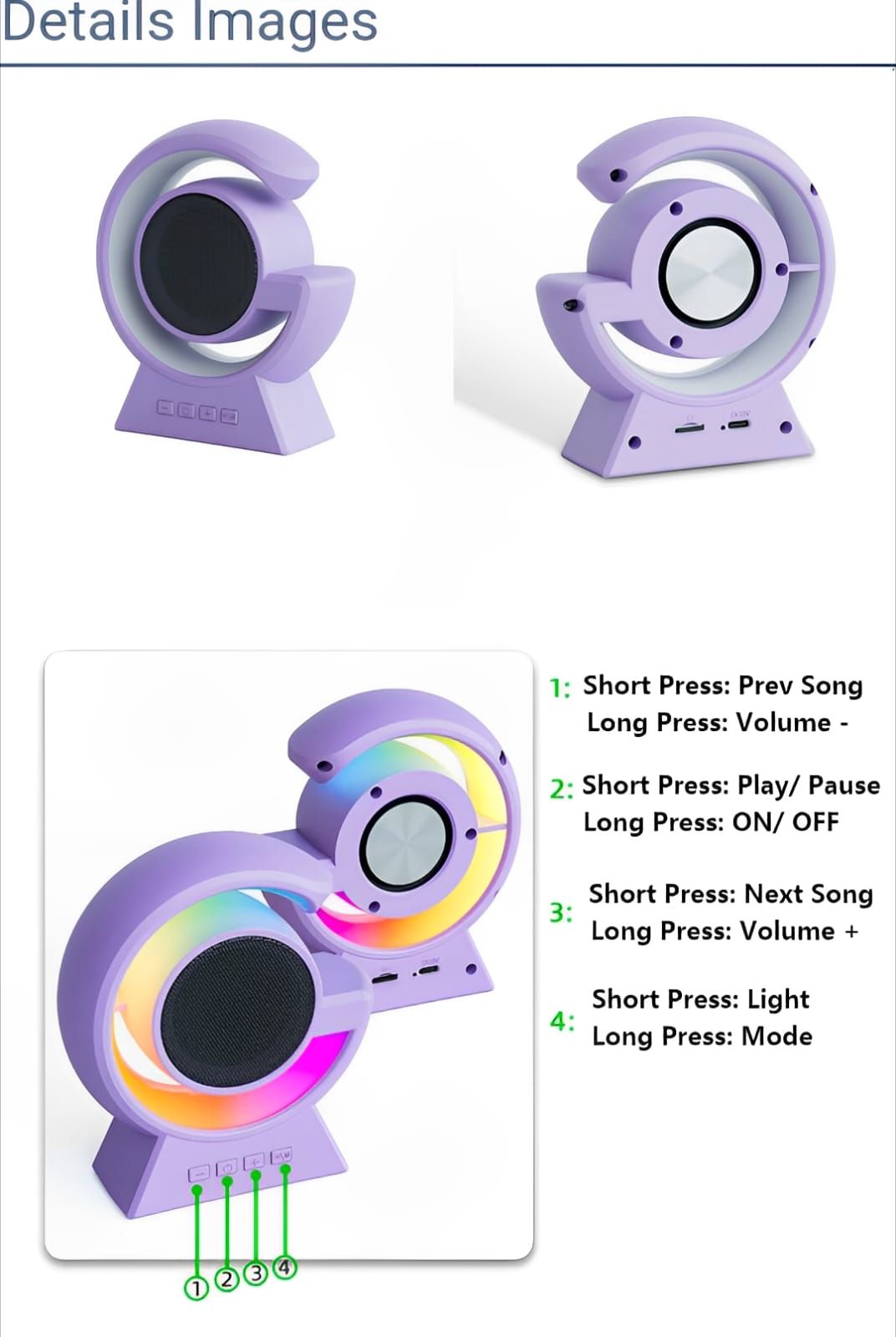 BX-39 Mini G Wireless Speaker with RGB Light &amp; Wireless Charging – Portable Bluetooth 5.3 Speaker &amp; Bedside Lamp View Gallery - Pakistan