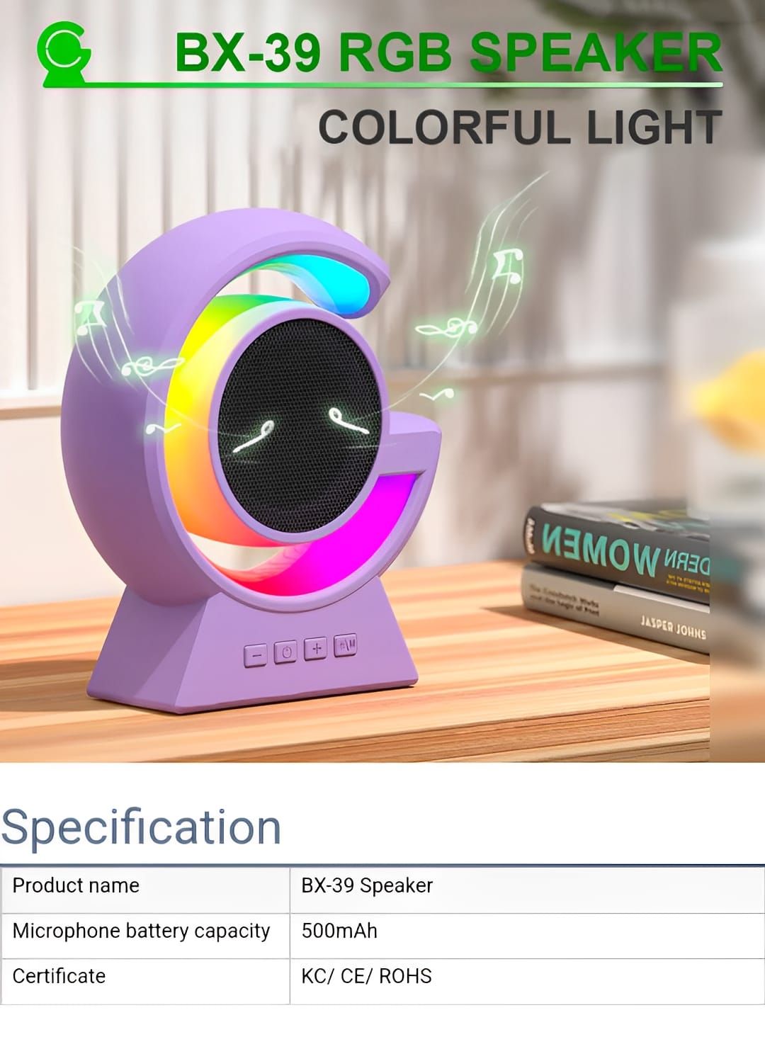 BX-39 Mini G Wireless Speaker with RGB Light &amp; Wireless Charging – Portable Bluetooth 5.3 Speaker &amp; Bedside Lamp View Gallery - Pakistan