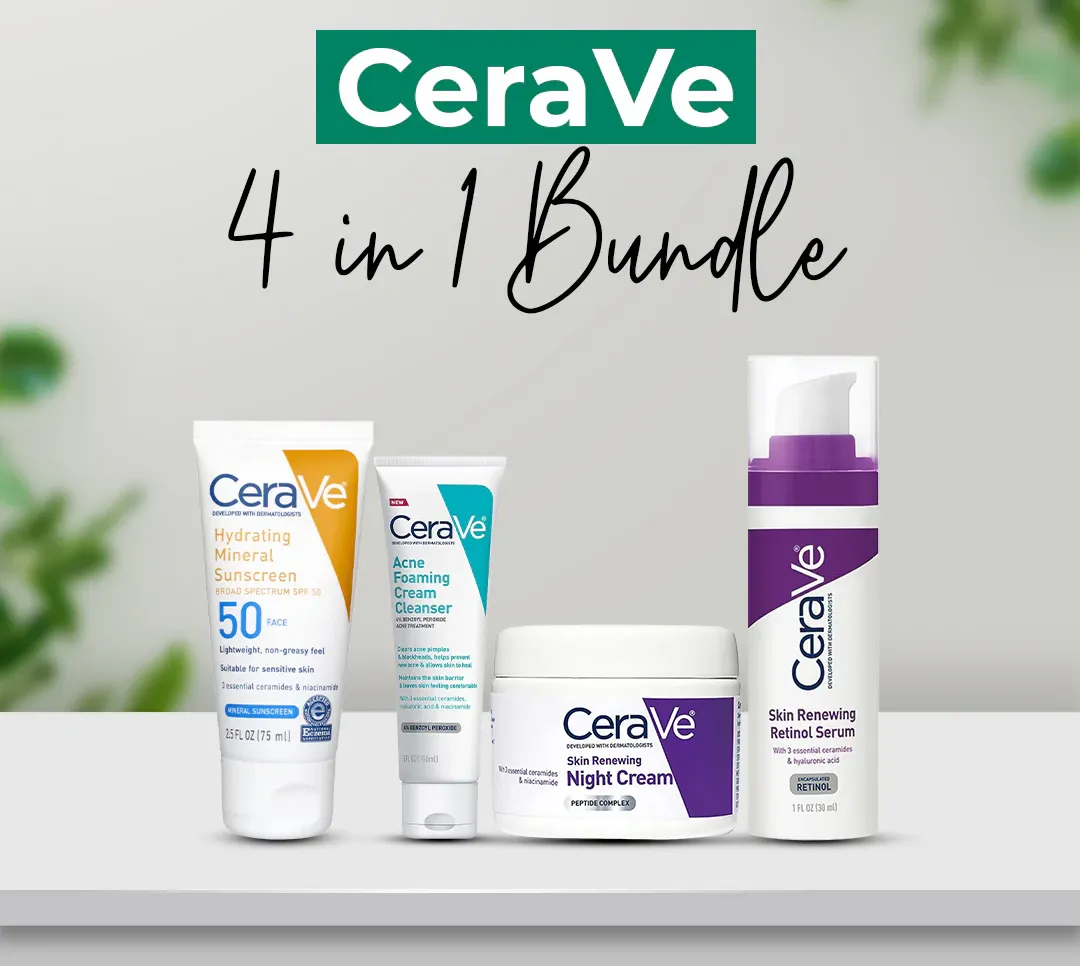 CeraVe 4 in 1 Skincare Kit Night Cream, Sunblock, Cleanser &amp; Serum for Radiant Skin View Gallery - Pakistan