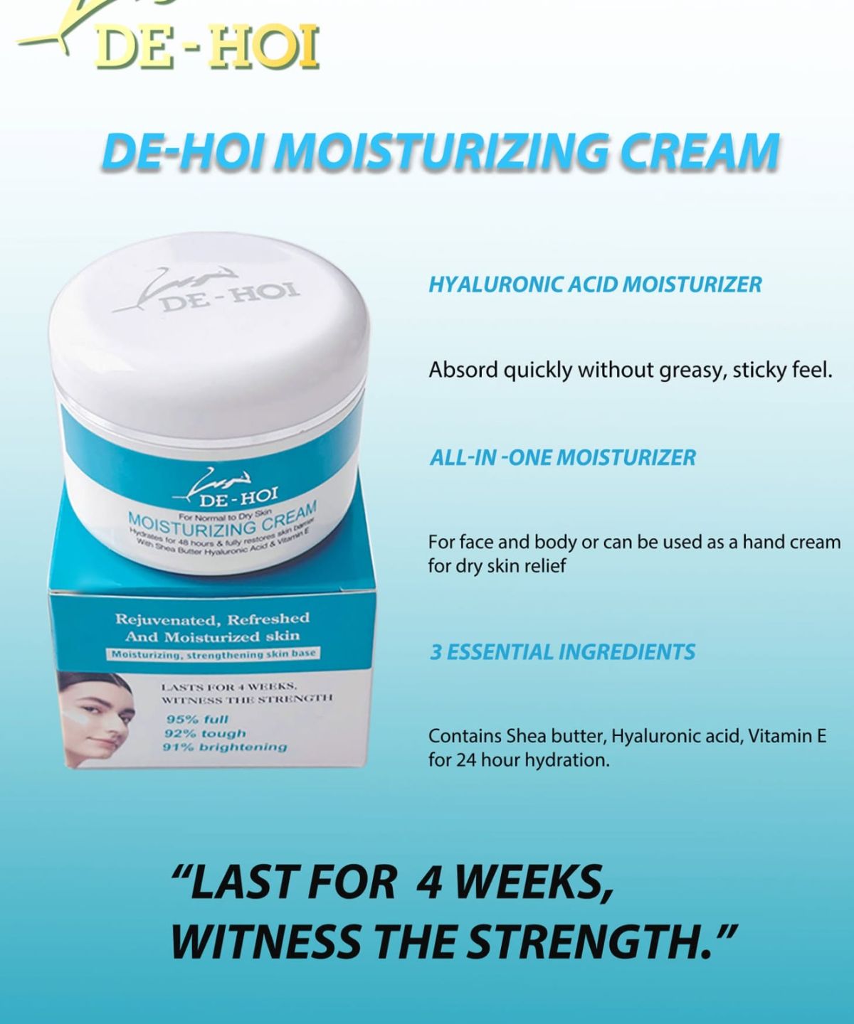 DE-HOI Moisturizing Cream, 100g, Rejuvenated, Refreshed, Brightening View Gallery - Pakistan