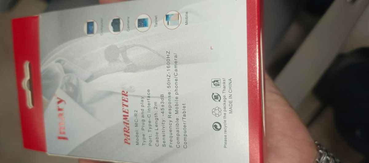Jmary  TikTok Type-c Lavalier Microphone with Clip Compatible Mobile, Laptop Tab etc View Gallery - Pakistan