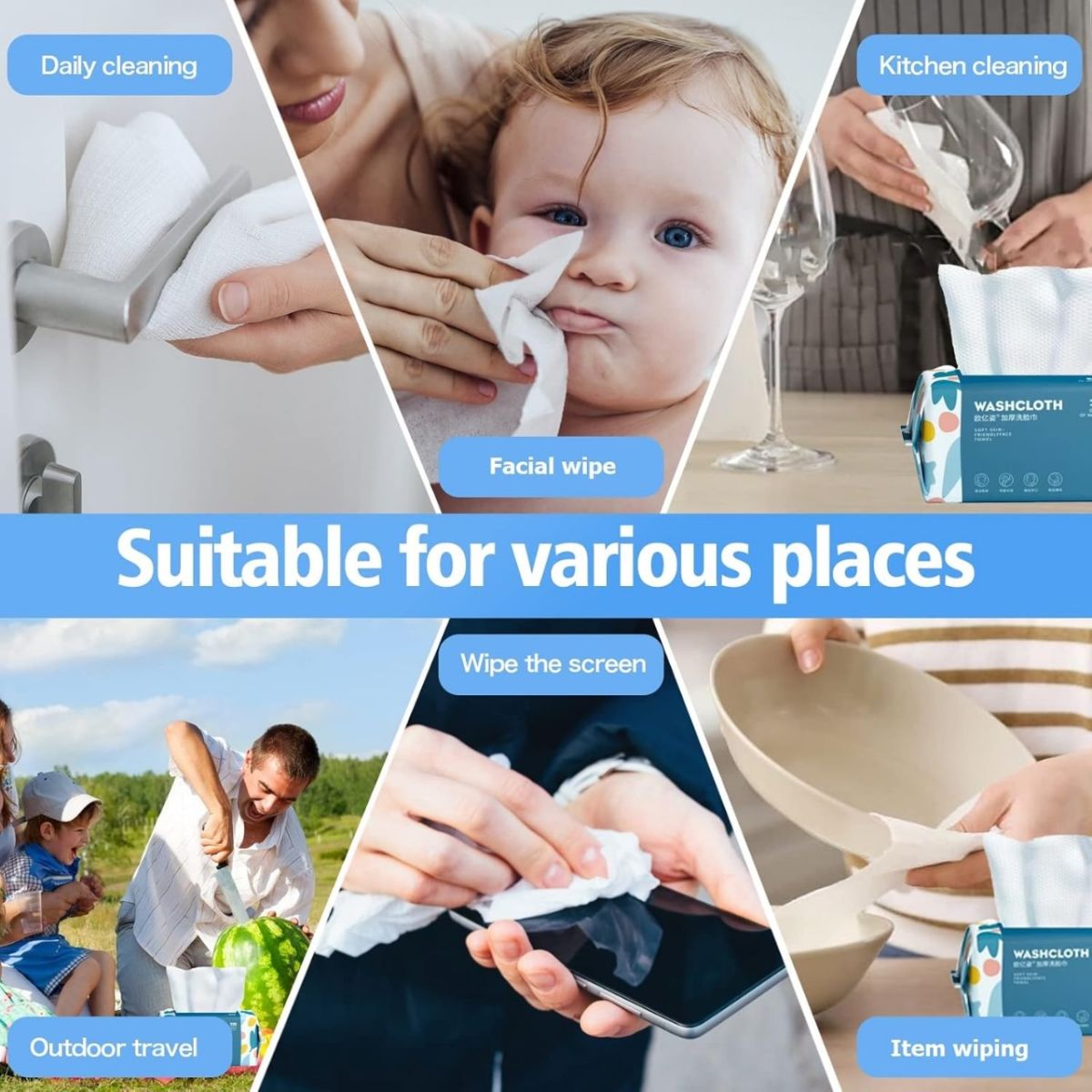 Disposable Face Towel – 70 Pcs Ultra Soft, Thickened Cotton Tissues | Lint-Free, Multi-Purpose Facial Dry Wipes for Skincare, Makeup Removal &amp; Cleansing View Gallery - Pakistan