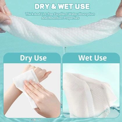 Disposable Face Towel – 70 Pcs Ultra Soft, Thickened Cotton Tissues | Lint-Free, Multi-Purpose Facial Dry Wipes for Skincare, Makeup Removal &amp; Cleansing View Gallery - Pakistan