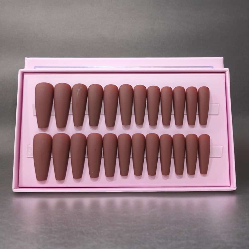 24 Pcs Matte Perfection – O.TWO.O Brown Nail Polish for a Luxe Look | Best Nails for women
