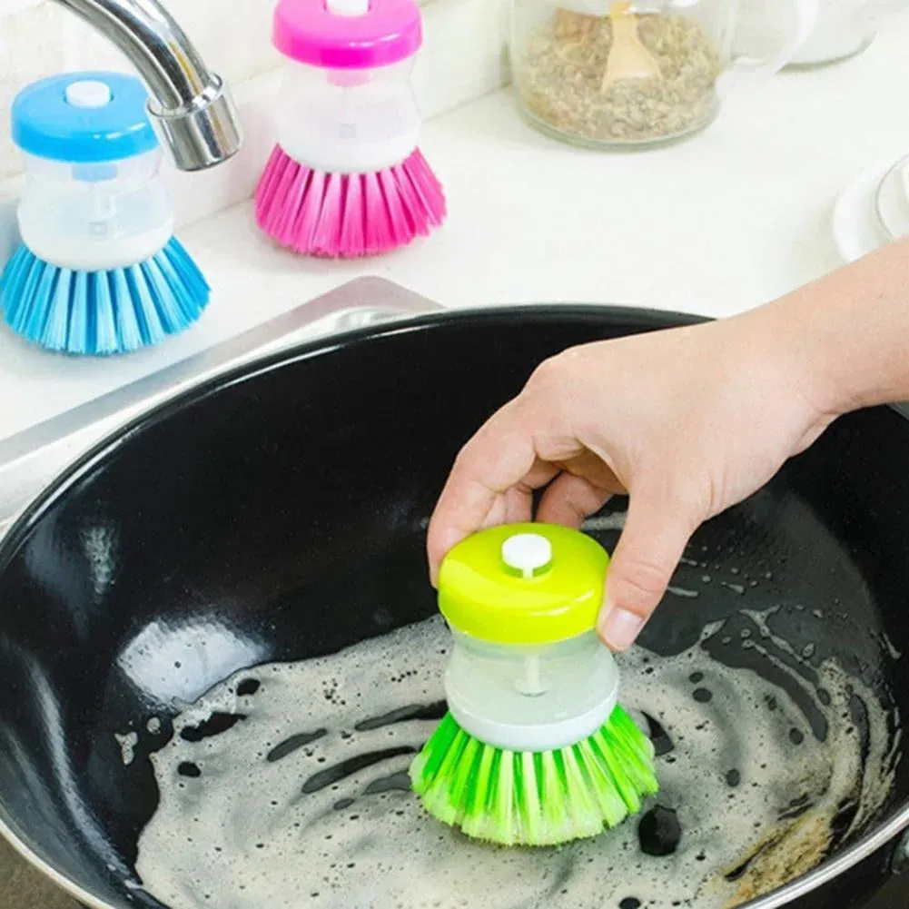 Mini Kitchen Liquid Dish Cleaning Brush | Scrubber Tool, Oil-Resistant, Scrubbing Sponge Remove Stains (Random color) View Gallery - Pakistan