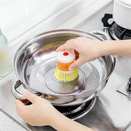 Mini Kitchen Liquid Dish Cleaning Brush | Scrubber Tool, Oil-Resistant, Scrubbing Sponge Remove Stains (Random color) View Gallery - Pakistan