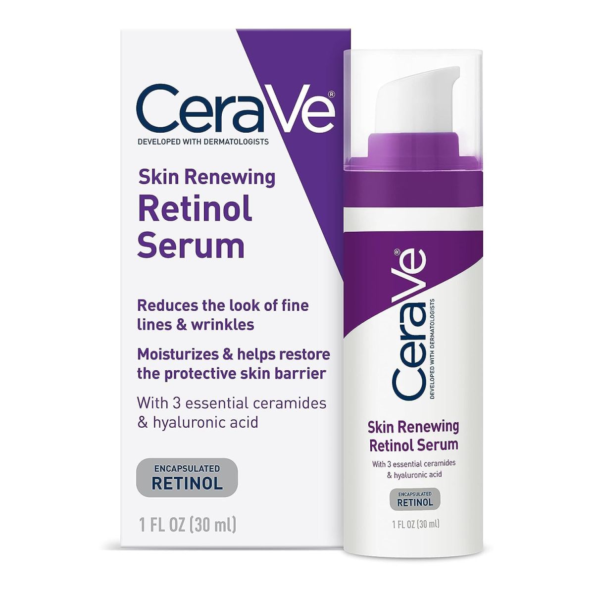 CeraVe, Skin Renewing Retinol Serum, (30 ml) lCeraVe Skin Renewing Serum with Retinol – Anti-Aging &amp;amp; Smoothing Formula(30 ml) l