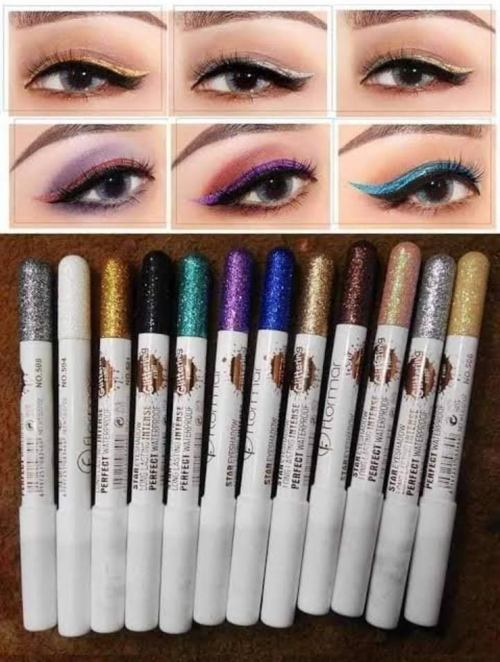 Pack of 12 Flormar Glitter multipurpose pencils Glitter Eyeliner Pencils - Metallic Colors Eyeliners Eyeshadow Pencil Set, Natural Long Lasting (Random Color) View Gallery - Pakistan