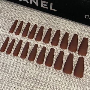 24Pcs O.TWO.O Brown Matte Nails with accessories View Gallery - Pakistan