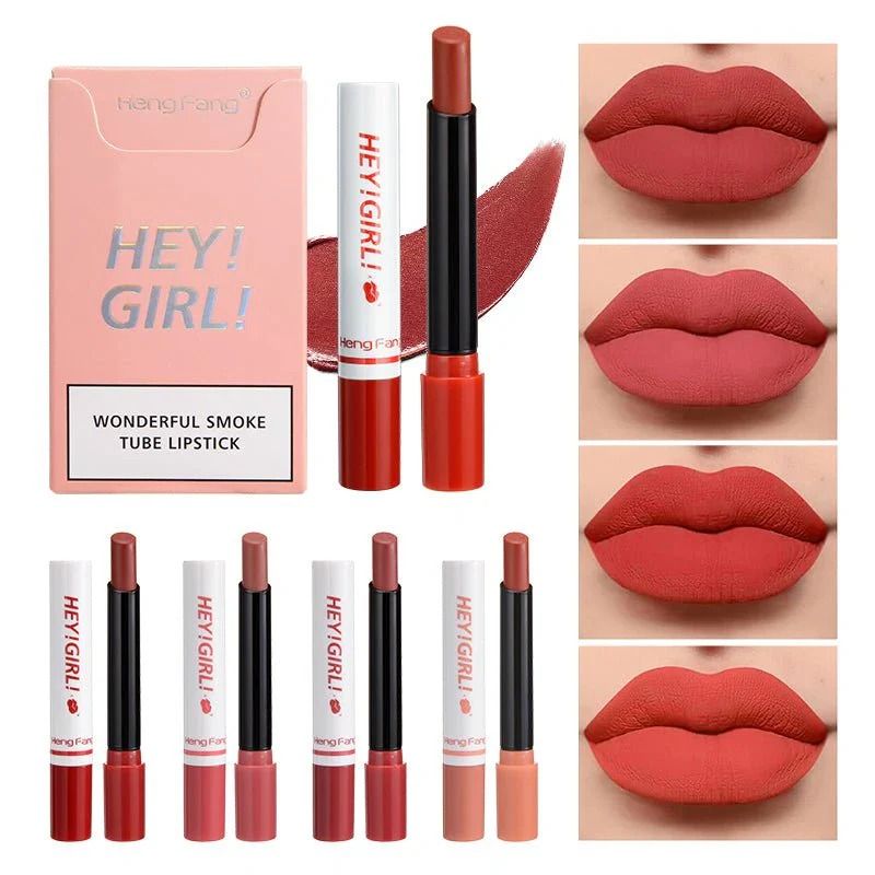 4-in-1 Trending Lipstick Set – Cigarette-Shaped Matte Lipsticks, Long-Lasting, Easy to Apply, Non-Sticky &amp;amp; Fade-Resistant Lip Gloss for Makeup Lovers