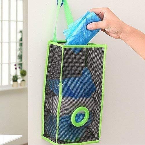 Plastic Bag Holder, Dispenser Hanging Storage Mesh Garbage Big/Trash Bags Organizer Recycling Grocery Shopping Pocket Hanging Containers for Kitchen - Random Color View Gallery - Pakistan