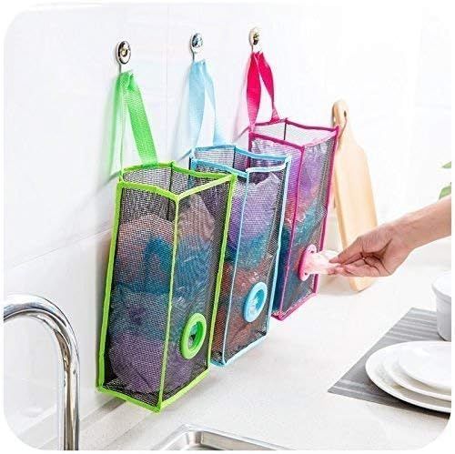 Plastic Bag Holder, Dispenser Hanging Storage Mesh Garbage Big/Trash Bags Organizer Recycling Grocery Shopping Pocket Hanging Containers for Kitchen - Random Color View Gallery - Pakistan