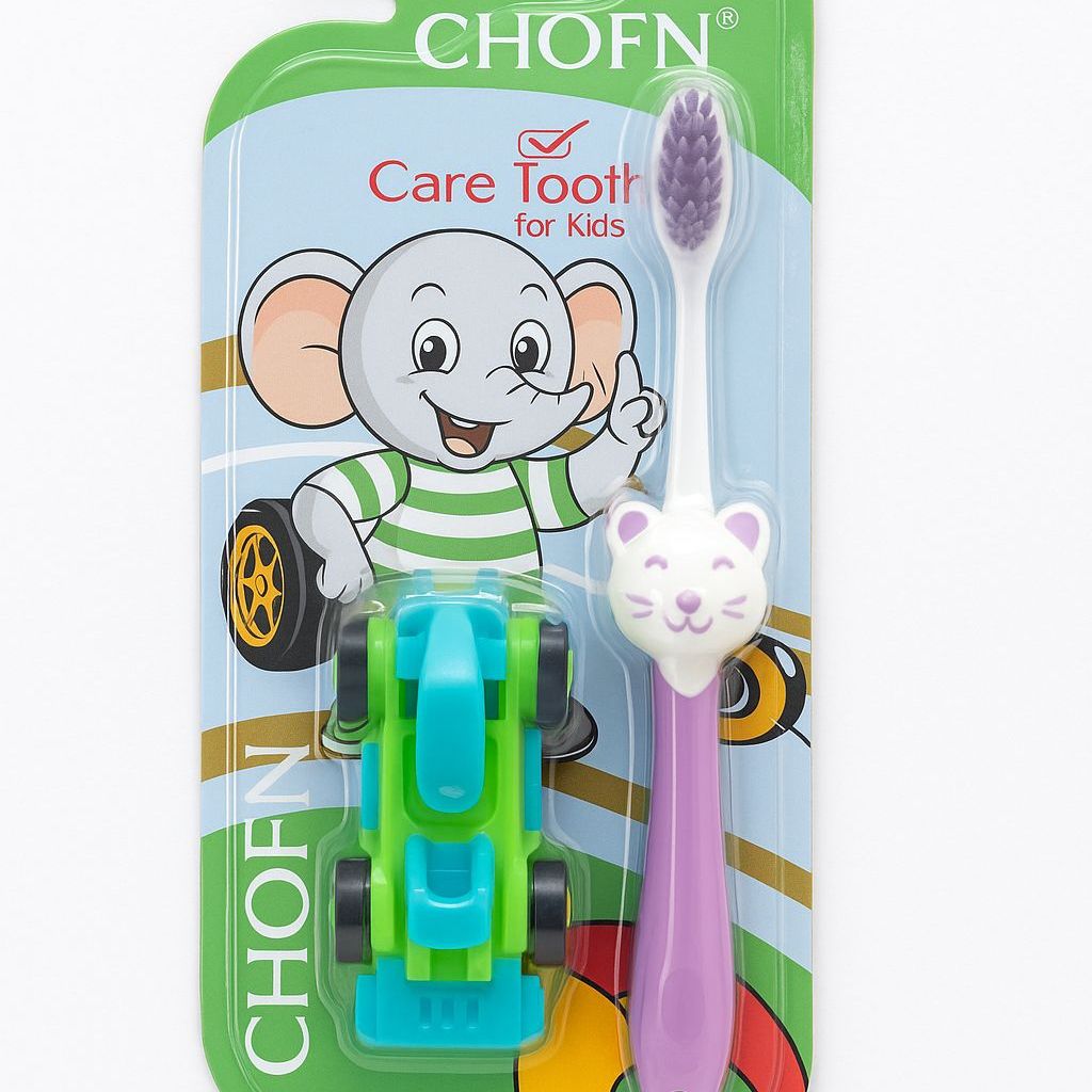 CHOFN Kids Toothbrush Set (3–12 Years) – Soft Bristles with Toy Car (Random Designs) View Gallery - Pakistan