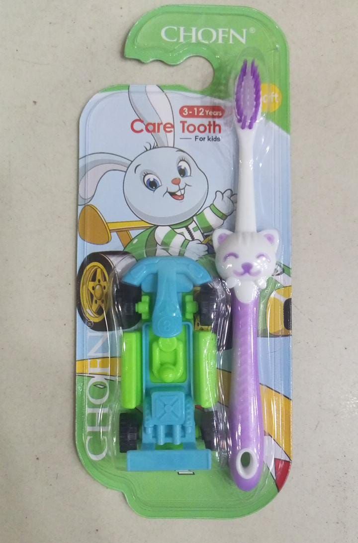 CHOFN Kids Toothbrush Set (3–12 Years) – Soft Bristles with Toy Car (Random Designs) View Gallery - Pakistan