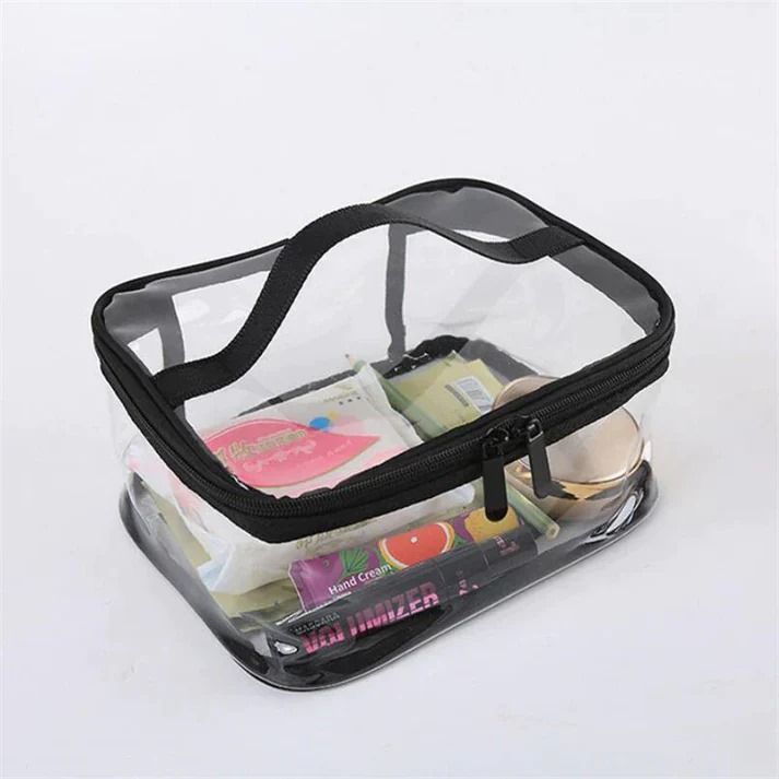 Clear Travel Makeup Bag – Waterproof, Portable, and Stylish Organizer for Cosmetics &amp; Toiletries - Transparent Clear Cosmetic Bag, Portable Toiletry Bag, Zipper Organizer, Transparent Travel Makeup Pouch - Random Color View Gallery - Pakistan