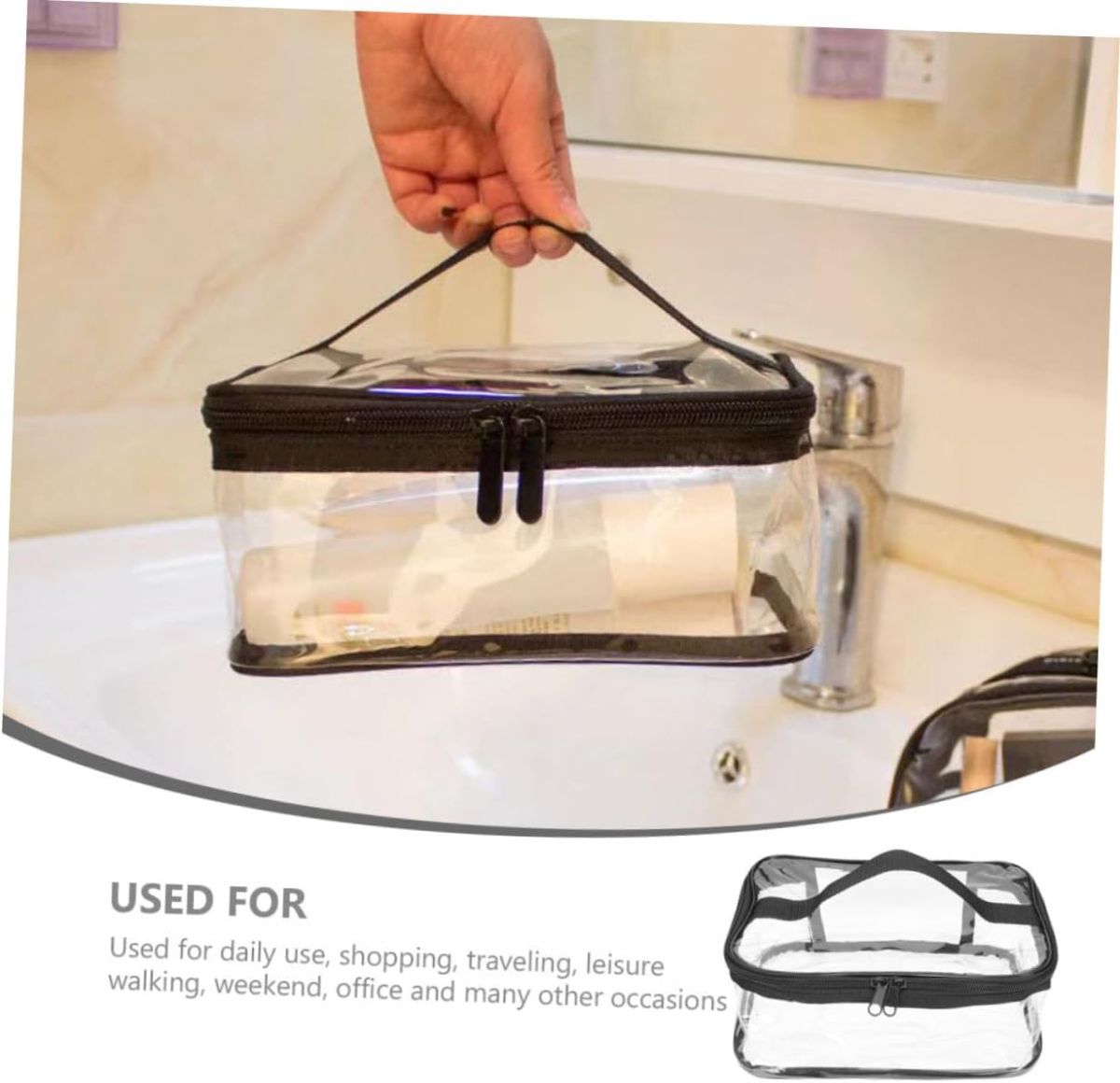 Clear Travel Makeup Bag – Waterproof, Portable, and Stylish Organizer for Cosmetics &amp; Toiletries - Transparent Clear Cosmetic Bag, Portable Toiletry Bag, Zipper Organizer, Transparent Travel Makeup Pouch - Random Color View Gallery - Pakistan