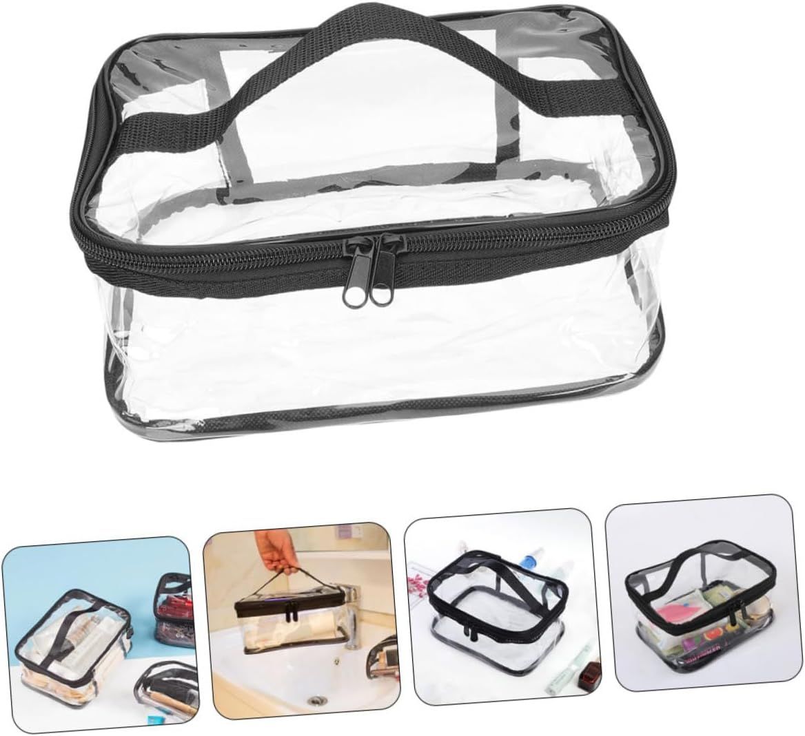 Clear Travel Makeup Bag – Waterproof, Portable, and Stylish Organizer for Cosmetics &amp; Toiletries - Transparent Clear Cosmetic Bag, Portable Toiletry Bag, Zipper Organizer, Transparent Travel Makeup Pouch - Random Color View Gallery - Pakistan