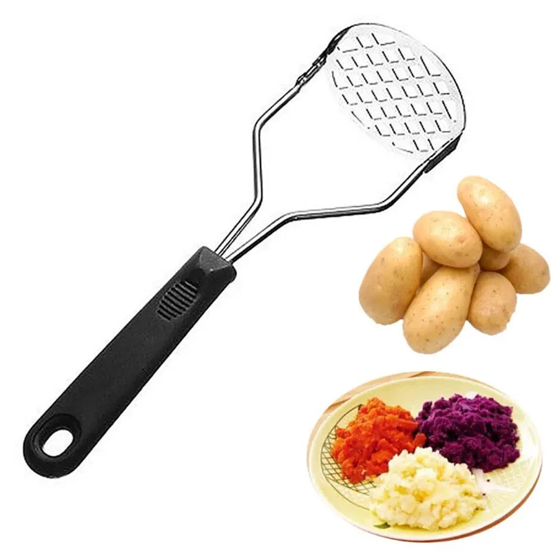 Potato Masher Stainless Steel Manual Kitchen Vegetable Ricer Fruit Banana Egg Crusher Tool - Random Color View Gallery - Pakistan