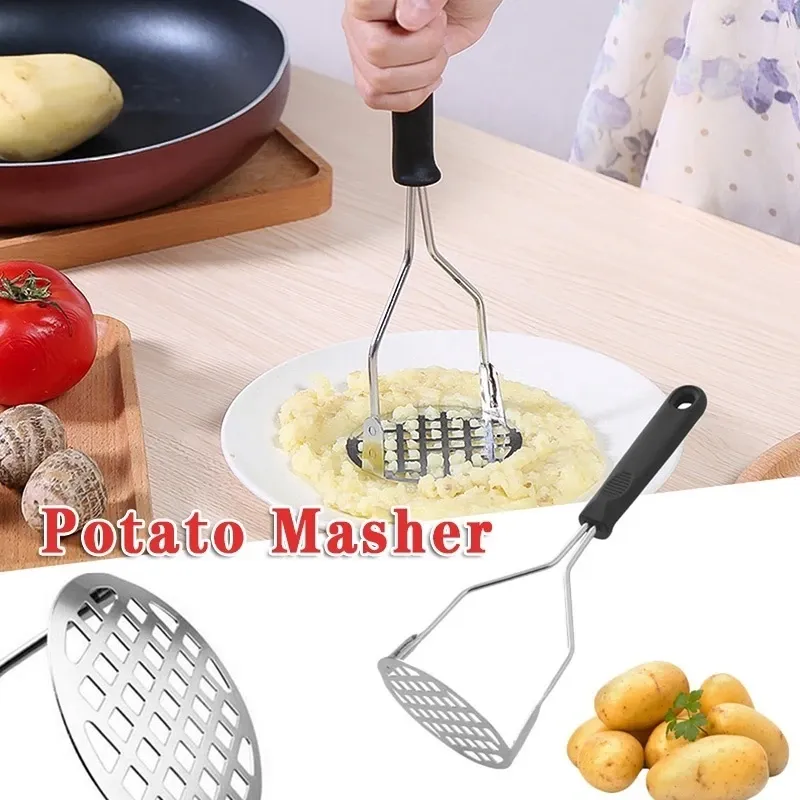 Potato Masher Stainless Steel Manual Kitchen Vegetable Ricer Fruit Banana Egg Crusher Tool - Random Color View Gallery - Pakistan