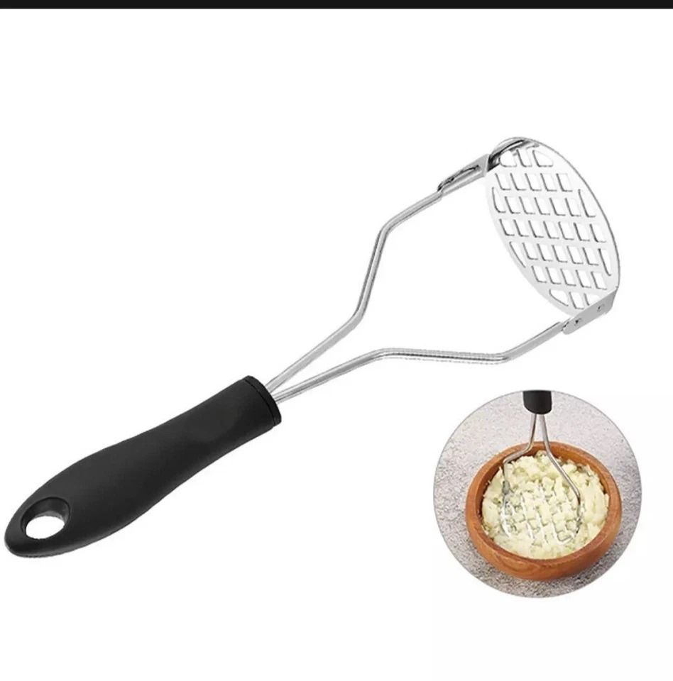 Potato Masher Stainless Steel Manual Kitchen Vegetable Ricer Fruit Banana Egg Crusher Tool - Random Color View Gallery - Pakistan