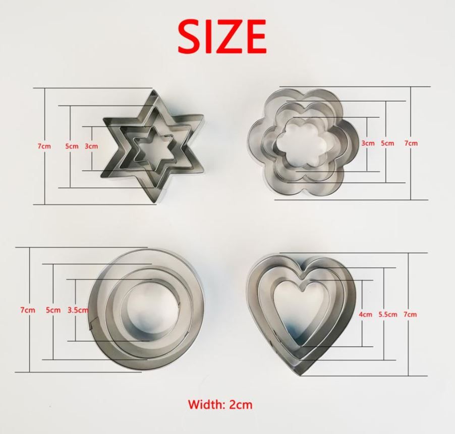 12-Piece Stainless Steel Cookie Cutter Set – DIY Baking Molds in Star, Heart &amp; Various Shapes – Multi-Purpose Kitchen Tools for Cookies, Cakes, Fried Eggs &amp; More View Gallery - Pakistan