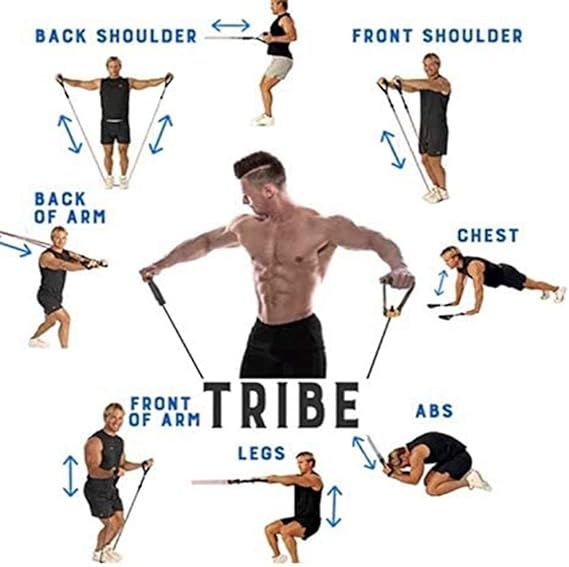 11 Piece Power Resistance Band Set Strength Training Yoga Sports Fitness Band Equipment for Men and Women View Gallery - Pakistan