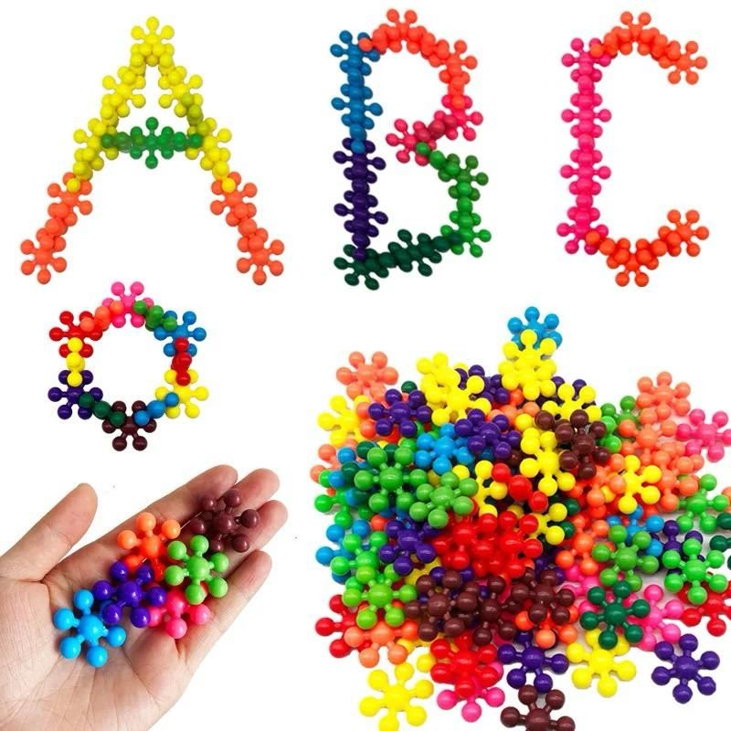 32 pcs Snowflakes Colorful Toy Building Blocks Flower-Shaped Set | Plastic colorful snowflakes toy